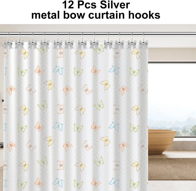YanKiTour Silver Bow Shower Curtain Hooks, 12 Pack Metal Decorative Rings, Rust Proof Bow Knot Design for Bathroom Bedroom Living Room Baby Room Nursery Art Decor (Silver 1) - Image 5